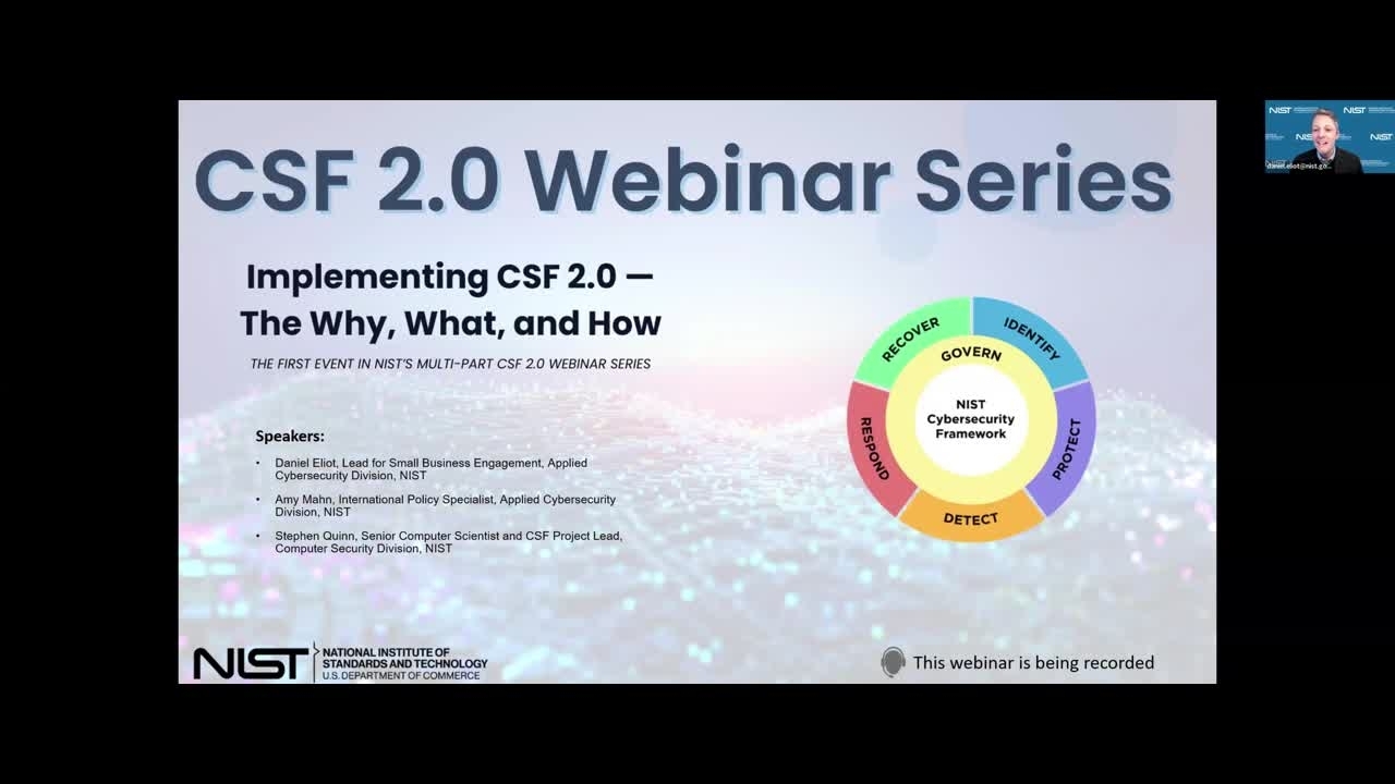 CSF 2.0 Webinar Series: Implementing CSF 2.0—The Why, What, and How